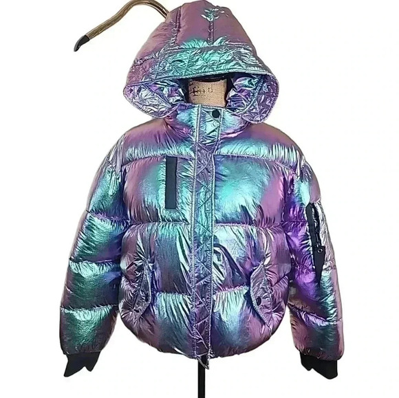 Fashion Nova Irredescent Puffer Coat. Xl - Picture 2 of 9